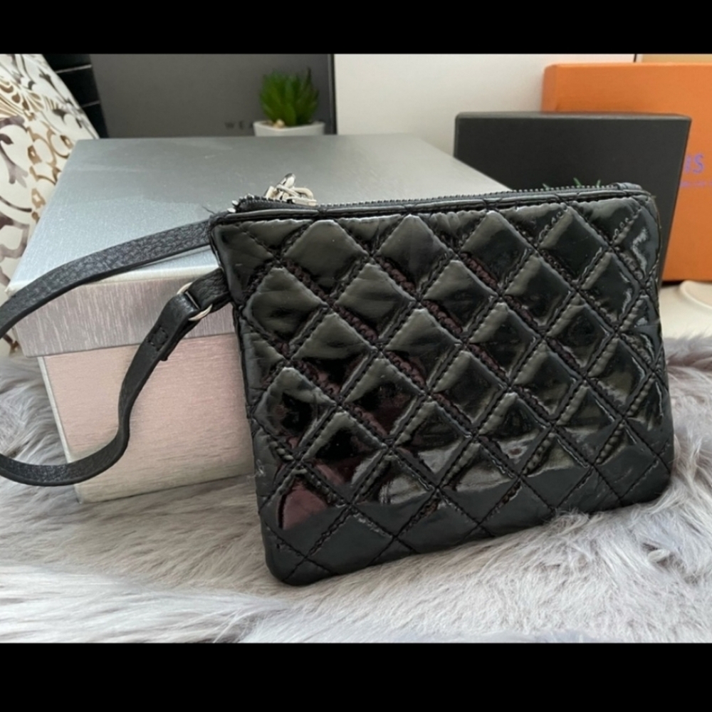 Steve Madden Black Quilted Wristlet